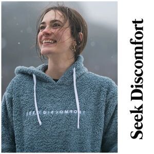 NWT Seek Discomfort Slate Sherpa Hoodie Unisex Size S